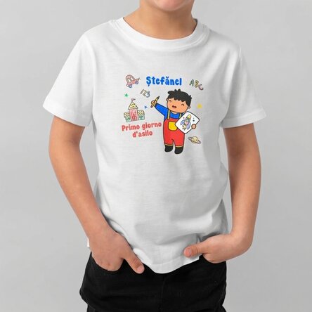 Maglietta in cotone per bambini personalizzata con scritta - Little boy
