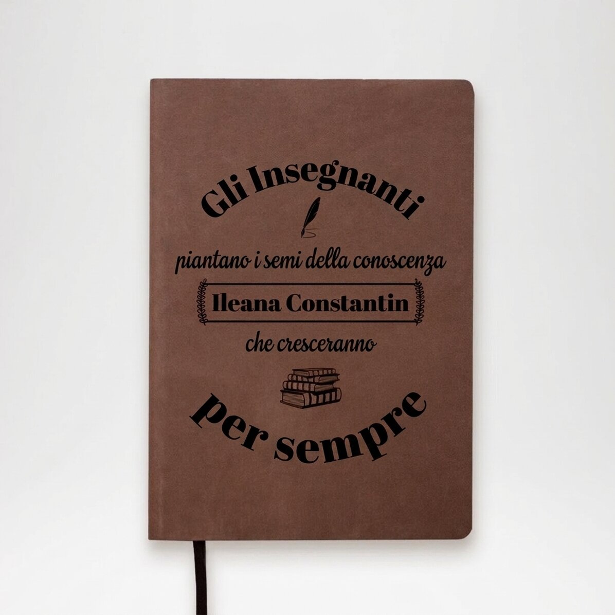 Agenda in pelle personalizzata con nome per insegnanti - I semi della conoscenza