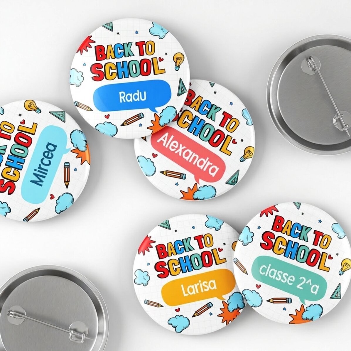 Spilla personalizzata con nome - Di nuovo a scuola