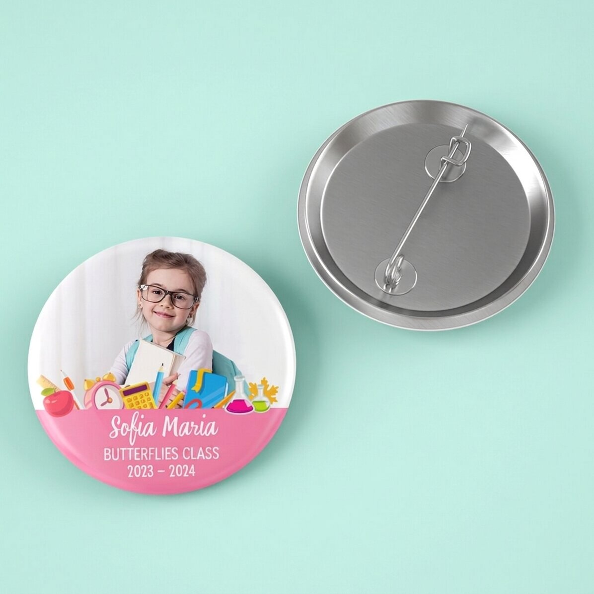Distintivo personalizzato con foto e testo - Ritorno a scuola