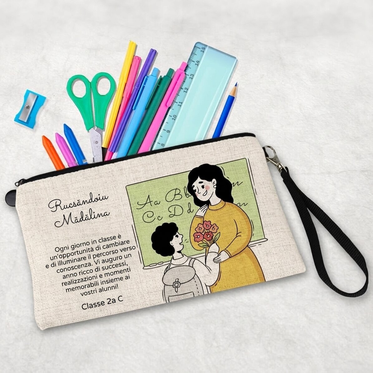 Kit scolastico personalizzato con testo - La maestra