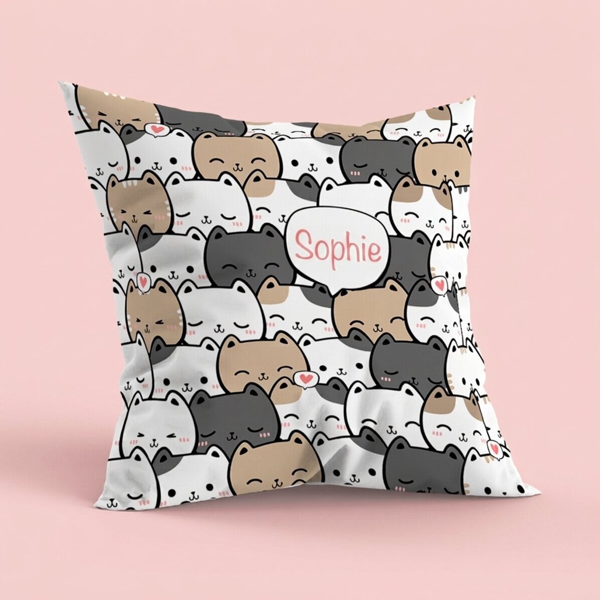 Cuscino personalizzato con nome, formato grande - Gattini