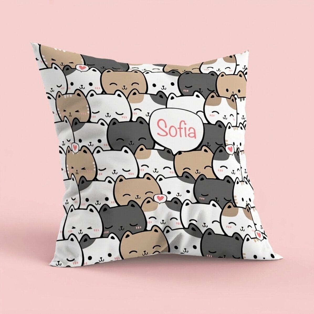 Cuscino personalizzato con nome, formato grande - Gattini