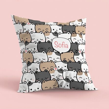 Cuscino personalizzato con nome, formato grande - Gattini