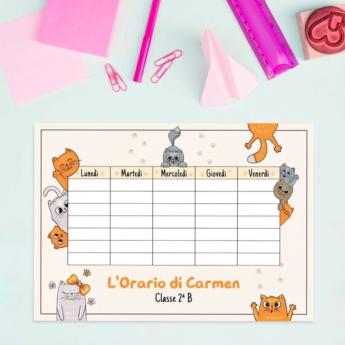 Orario personalizzato con testo - Kittens