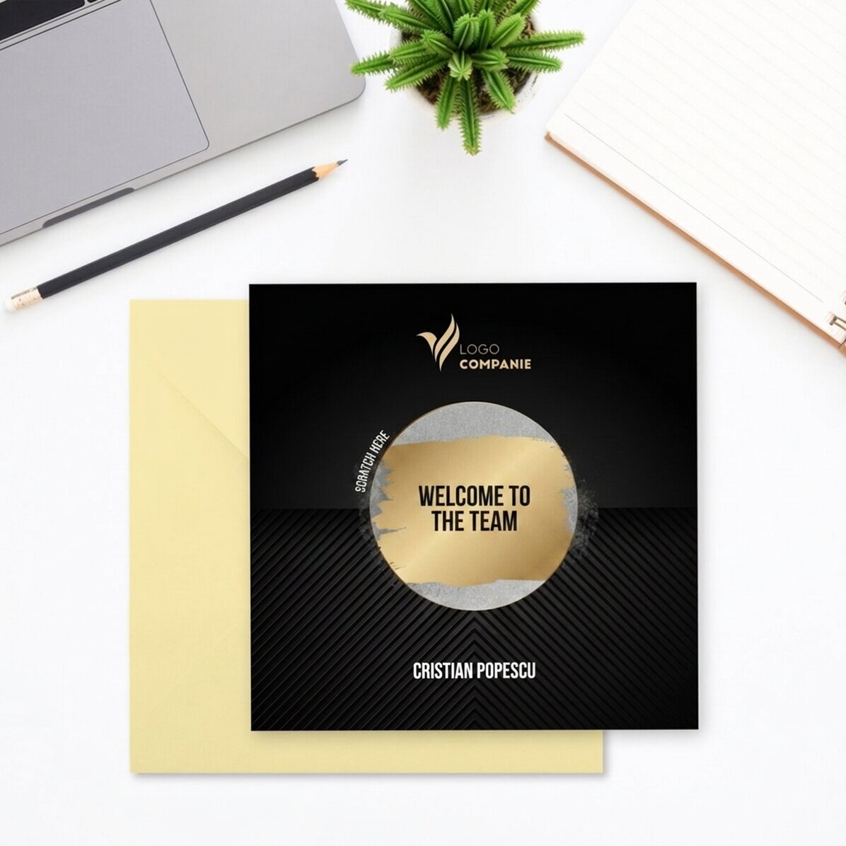 Carta gratta e vinci personalizzata con logo e testo - Welcome