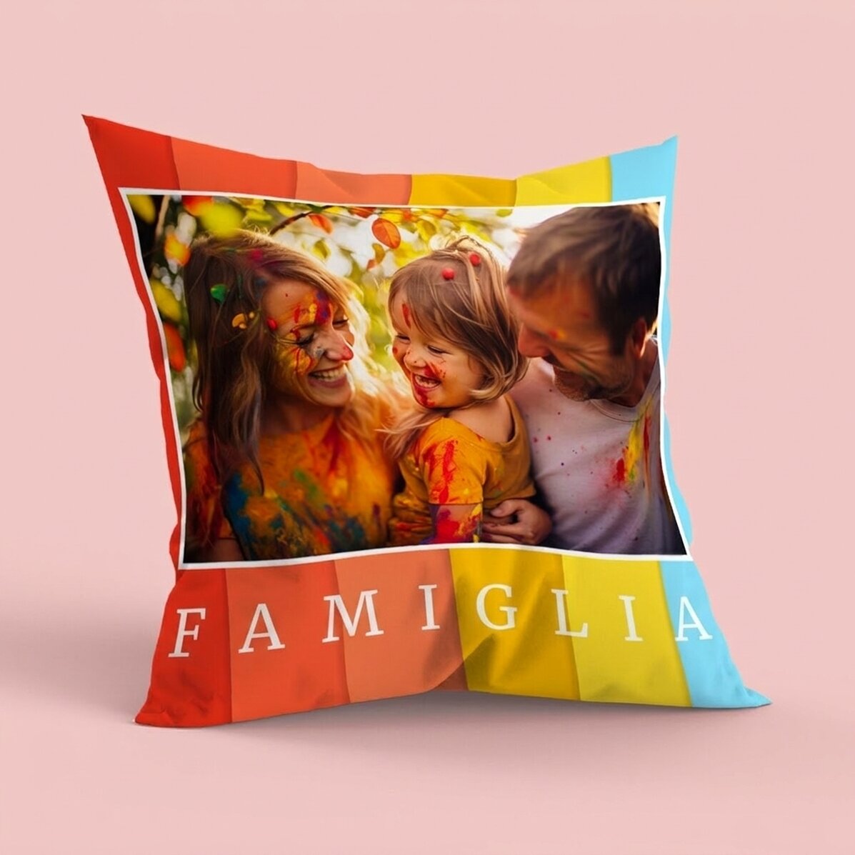 Cuscino personalizzato con foto, formato grande - Family
