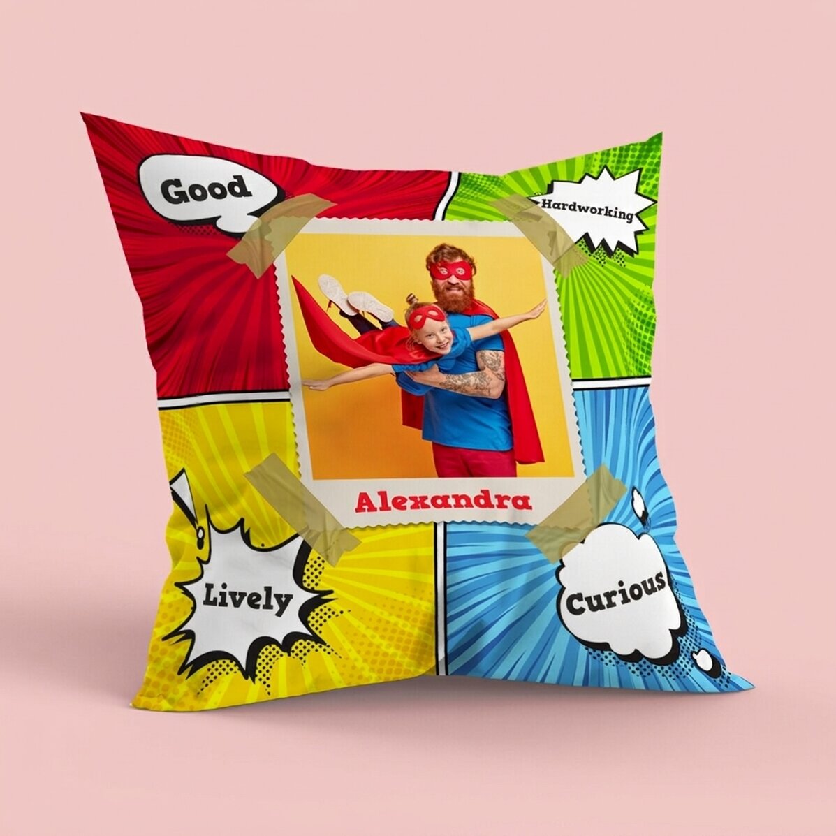 Cuscino personalizzato con foto, formato grande - Comics