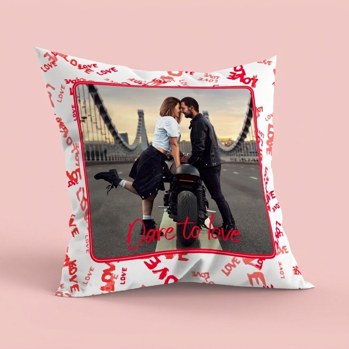 Cuscino personalizzato con 5 foto, formato grande - Dare to love