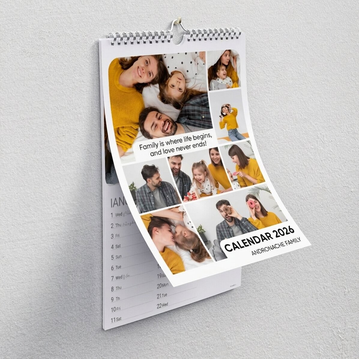 Calendario personalizzato con foto e messaggio