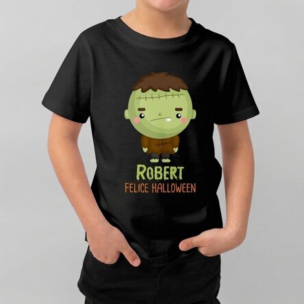 Maglietta in cotone per bambini personalizzata con scritta - Personaggi di Halloween