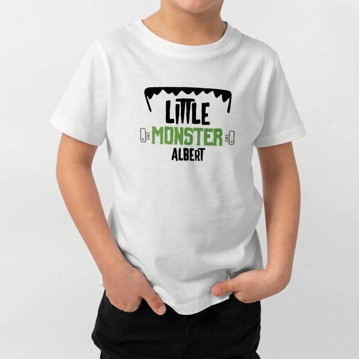 Maglietta di cotone di Halloween per bambini personalizzata con scritta - Little monster