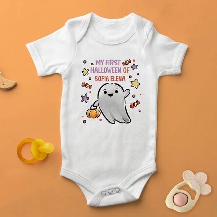 Personalised baby bodysuit with name - First Halloween
