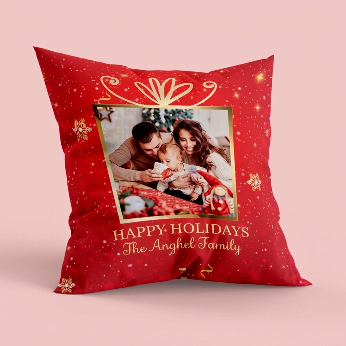 Cuscino personalizzato con foto e messaggio - Regalo di Natale