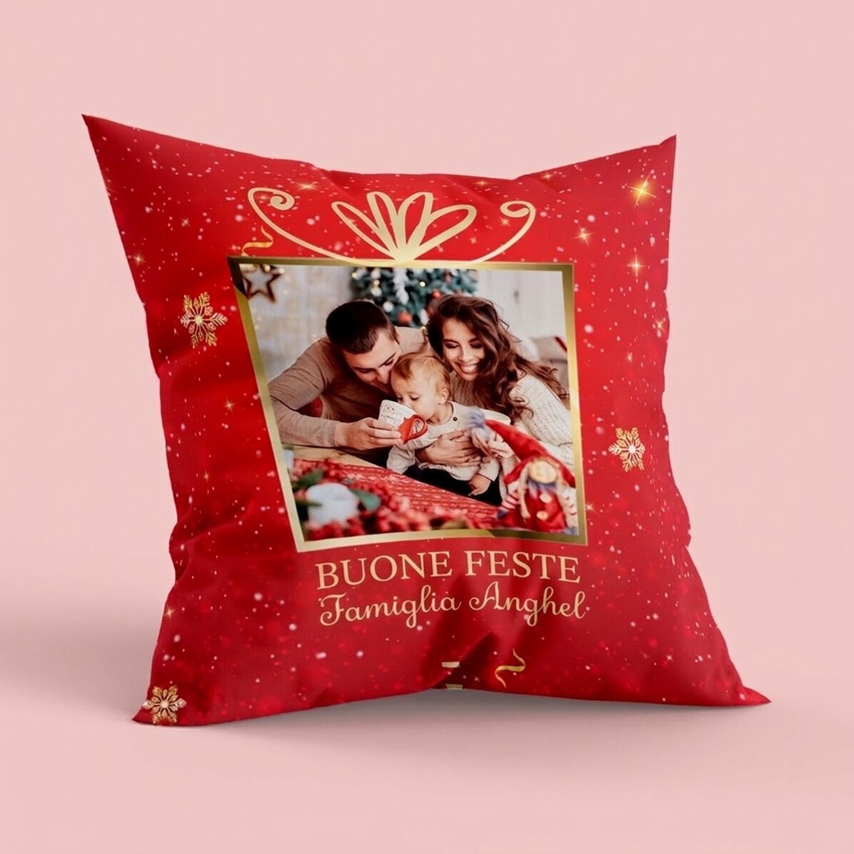 Cuscino personalizzato con foto e messaggio - Regalo di Natale