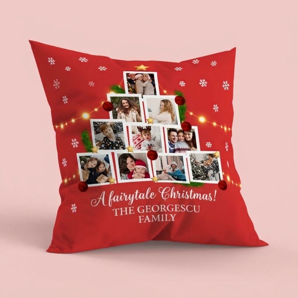 Cuscino personalizzato con 10 foto e un messaggio - Natale
