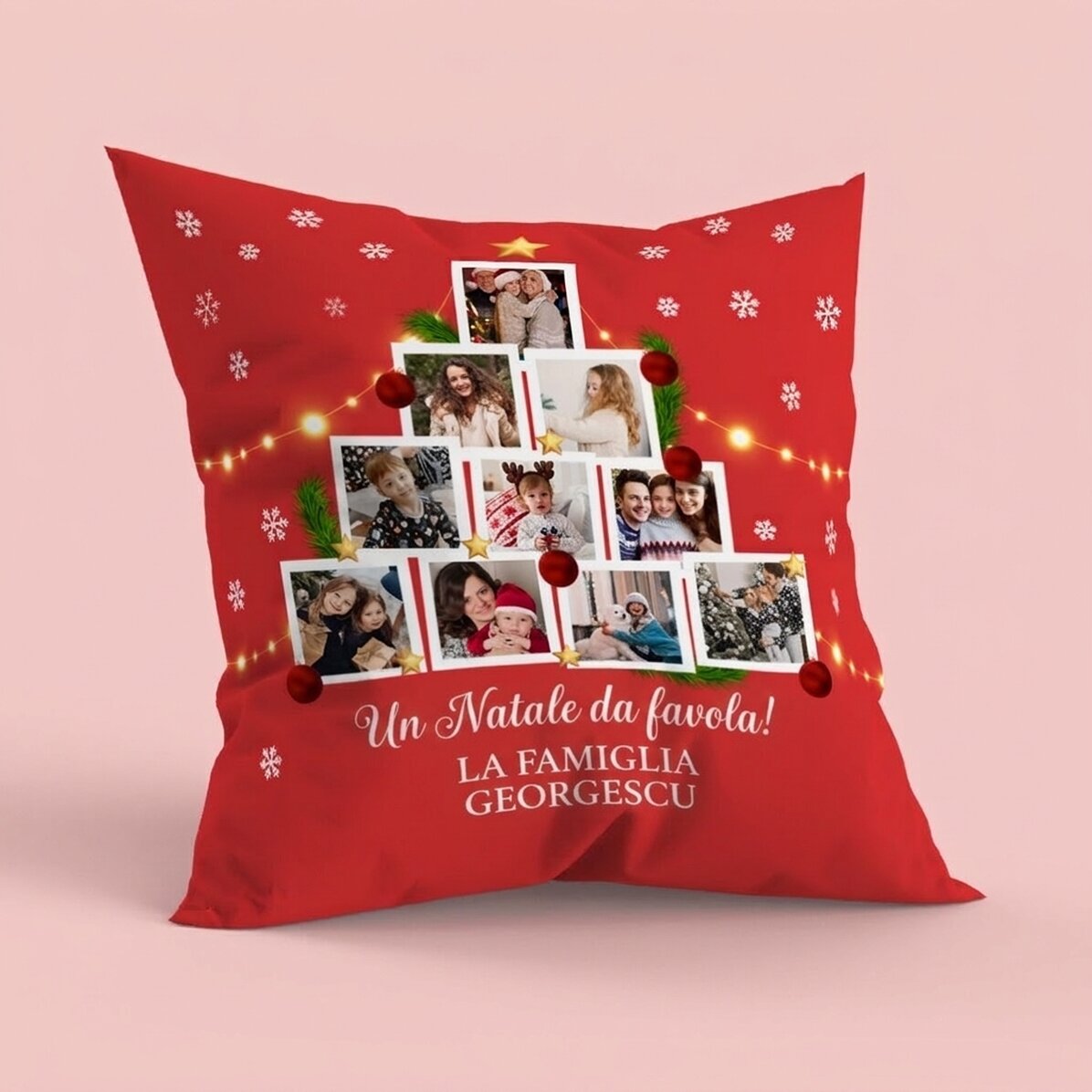 Cuscino personalizzato con 10 foto e un messaggio - Natale