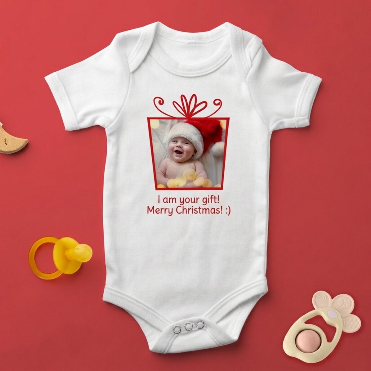 Body per bambini personalizzato con foto e testo - Regalo di Natale