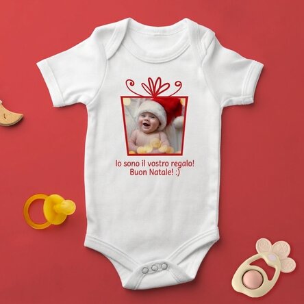 Body per bambini personalizzato con foto e testo - Regalo di Natale