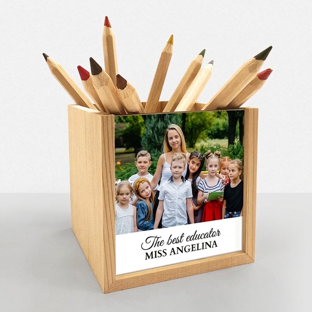 Portamatite personalizzato con una foto e un messaggio