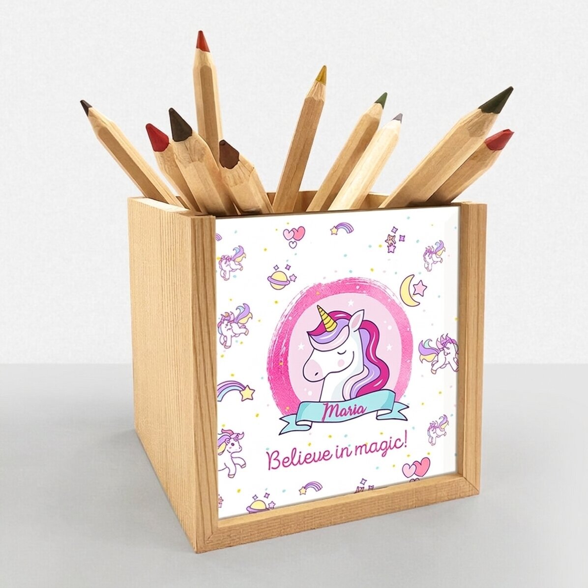 Portamatite personalizzato con nome - Unicorno