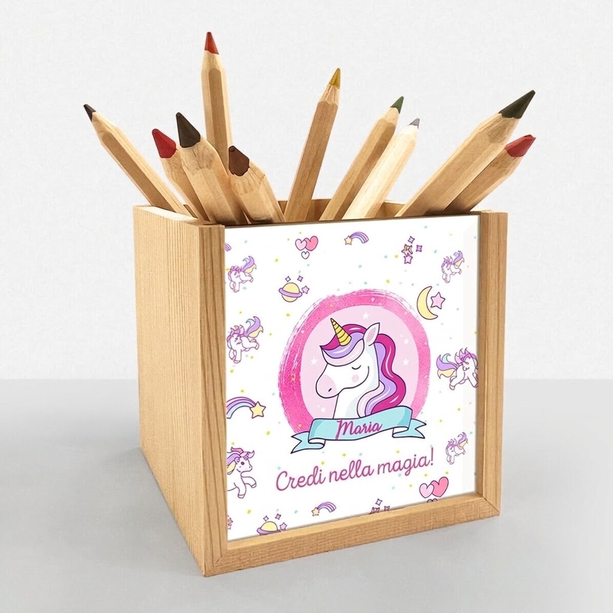 Portamatite personalizzato con nome - Unicorno
