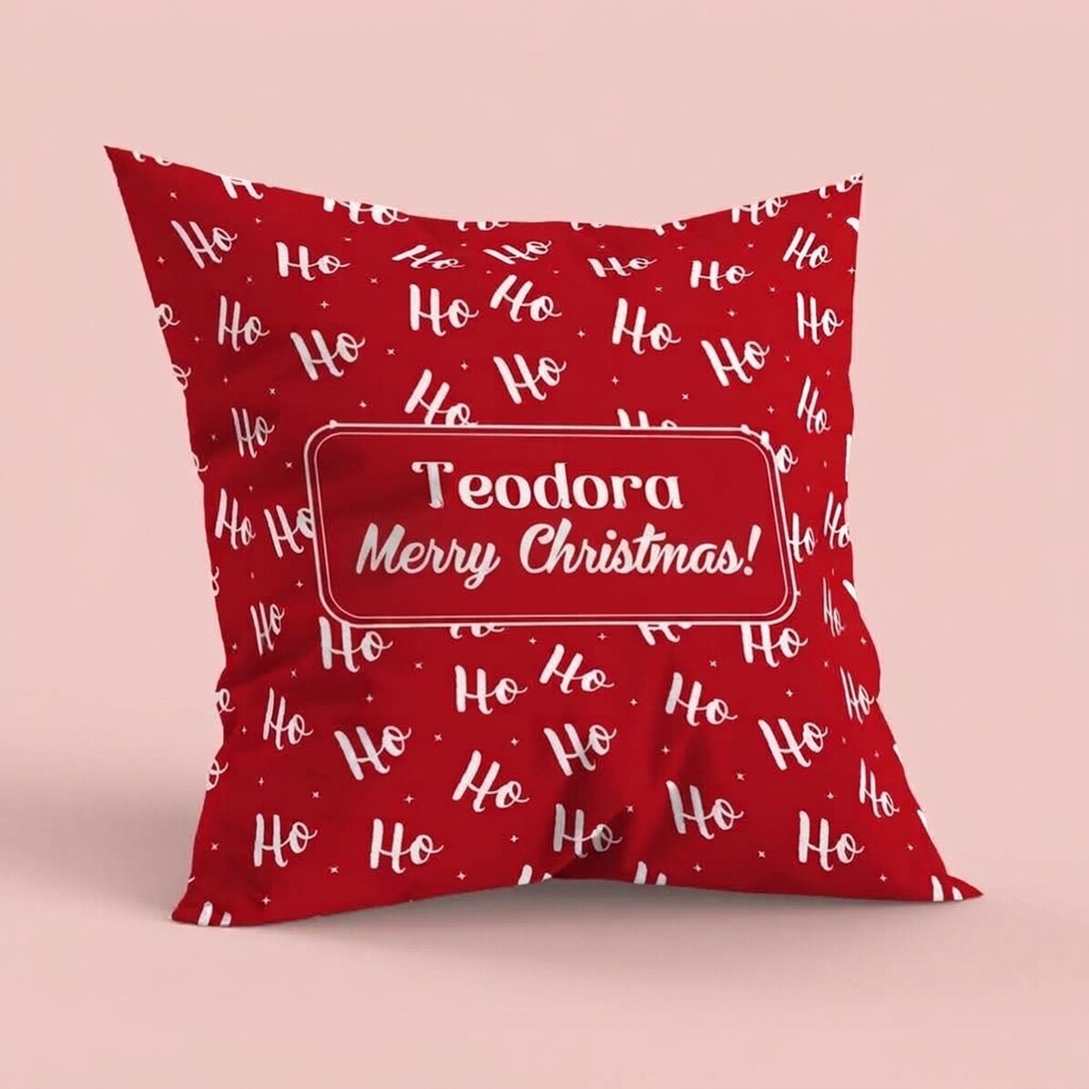 Cuscino personalizzato con scritta, formato grande - HoHoHo