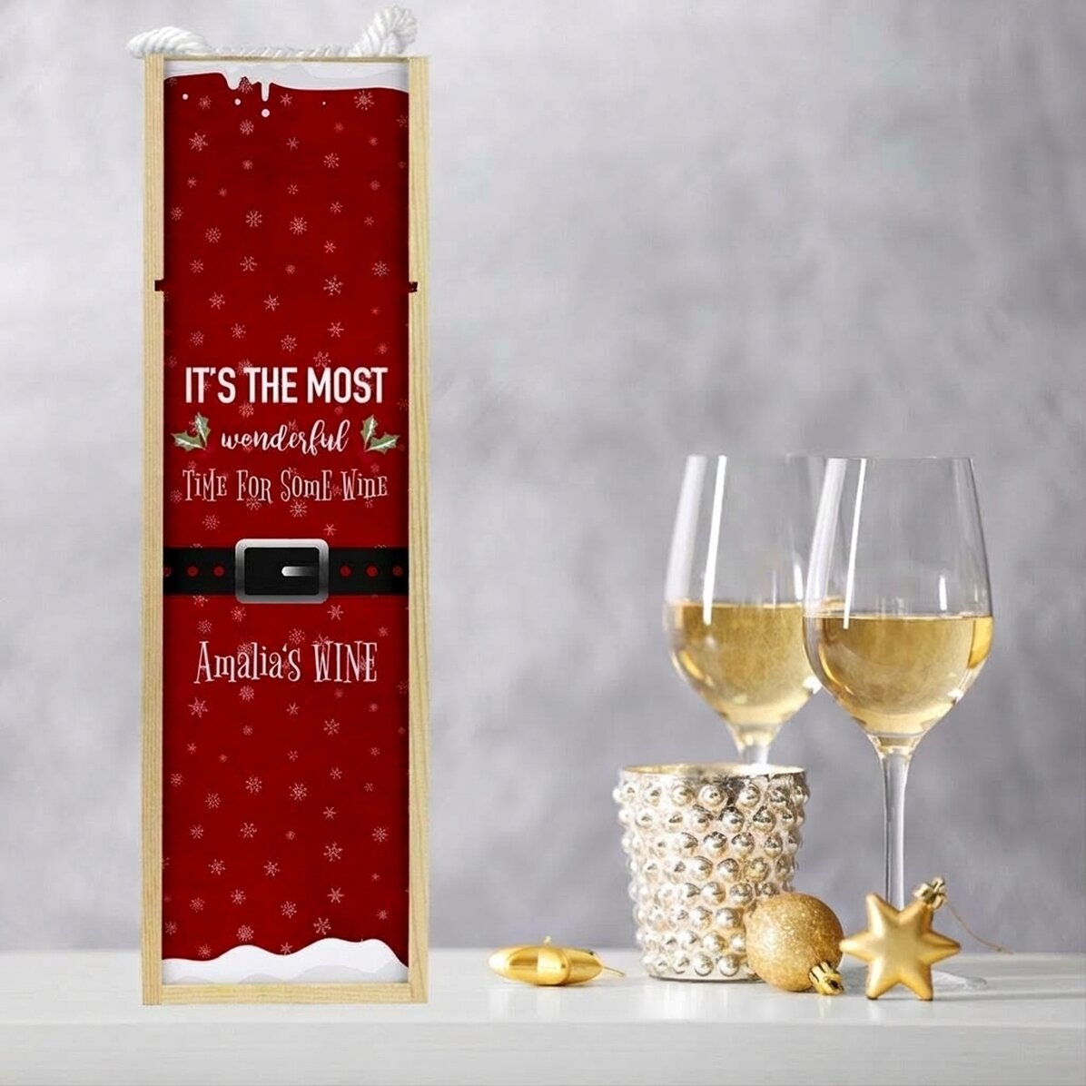 Scatola per vino personalizzata con una frase natalizia - Most wonderful time