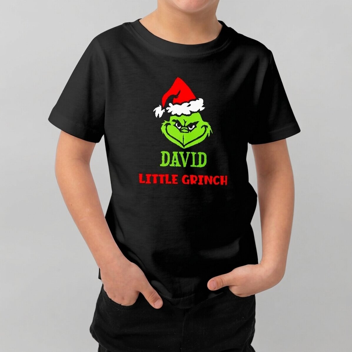 Maglietta in cotone per bambini personalizzata con scritta - Grinch