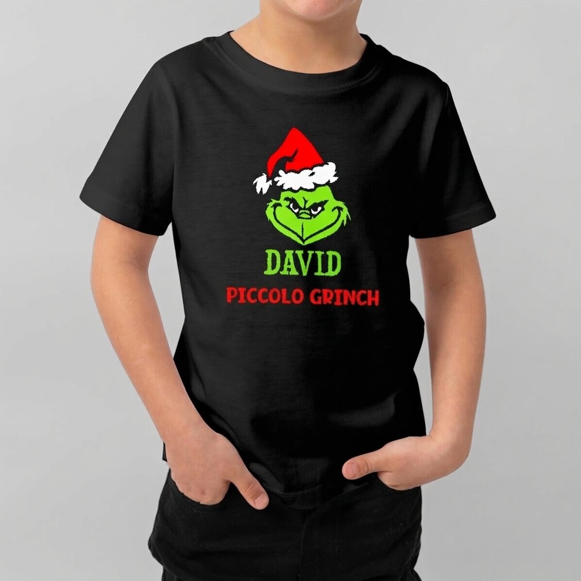 Maglietta in cotone per bambini personalizzata con scritta - Grinch