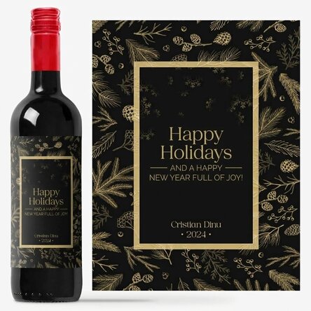 Vino personalizzato con messaggio - Elegant Christmas