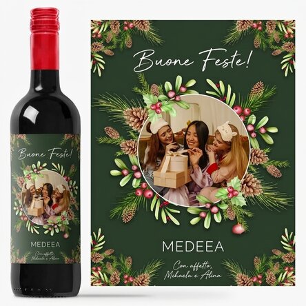 Vino personalizzato con foto e messaggio - Decorazioni natalizie
