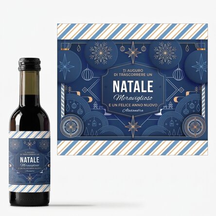 Mini bottiglia di vino personalizzata con scritta - Blue Christmas