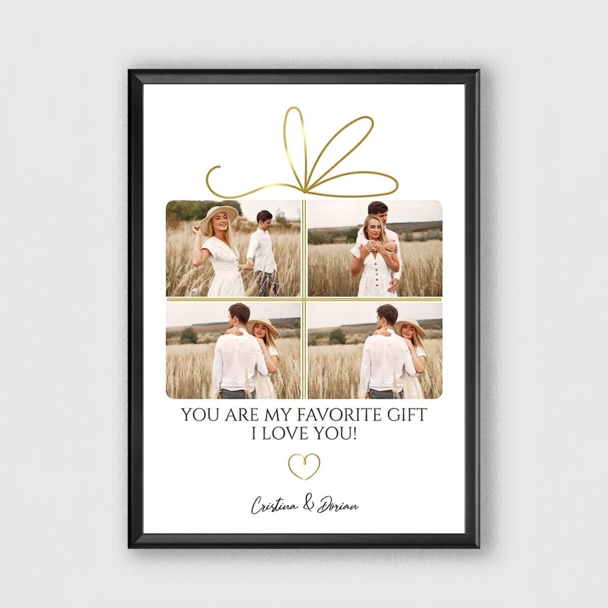 Quadro personalizzato con 4 foto e un messaggio - Il regalo perfetto