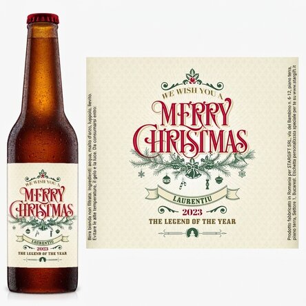 Birra personalizzata con scritta - Retro Christmas