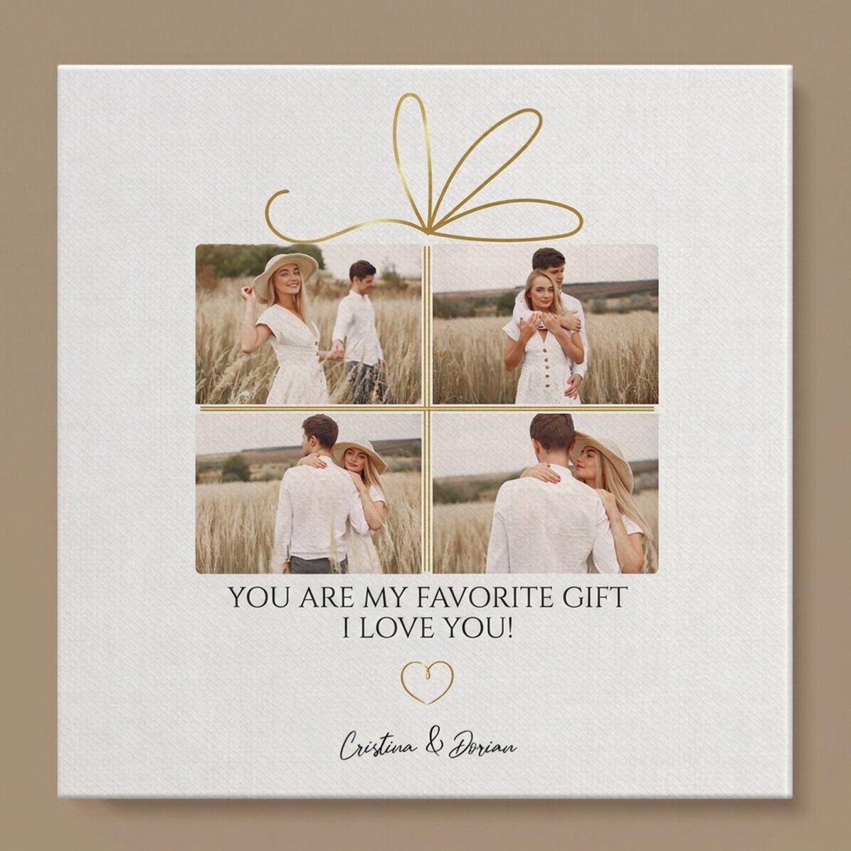 Quadro su tela personalizzato con 4 foto e testo - Ricordi da regalare
