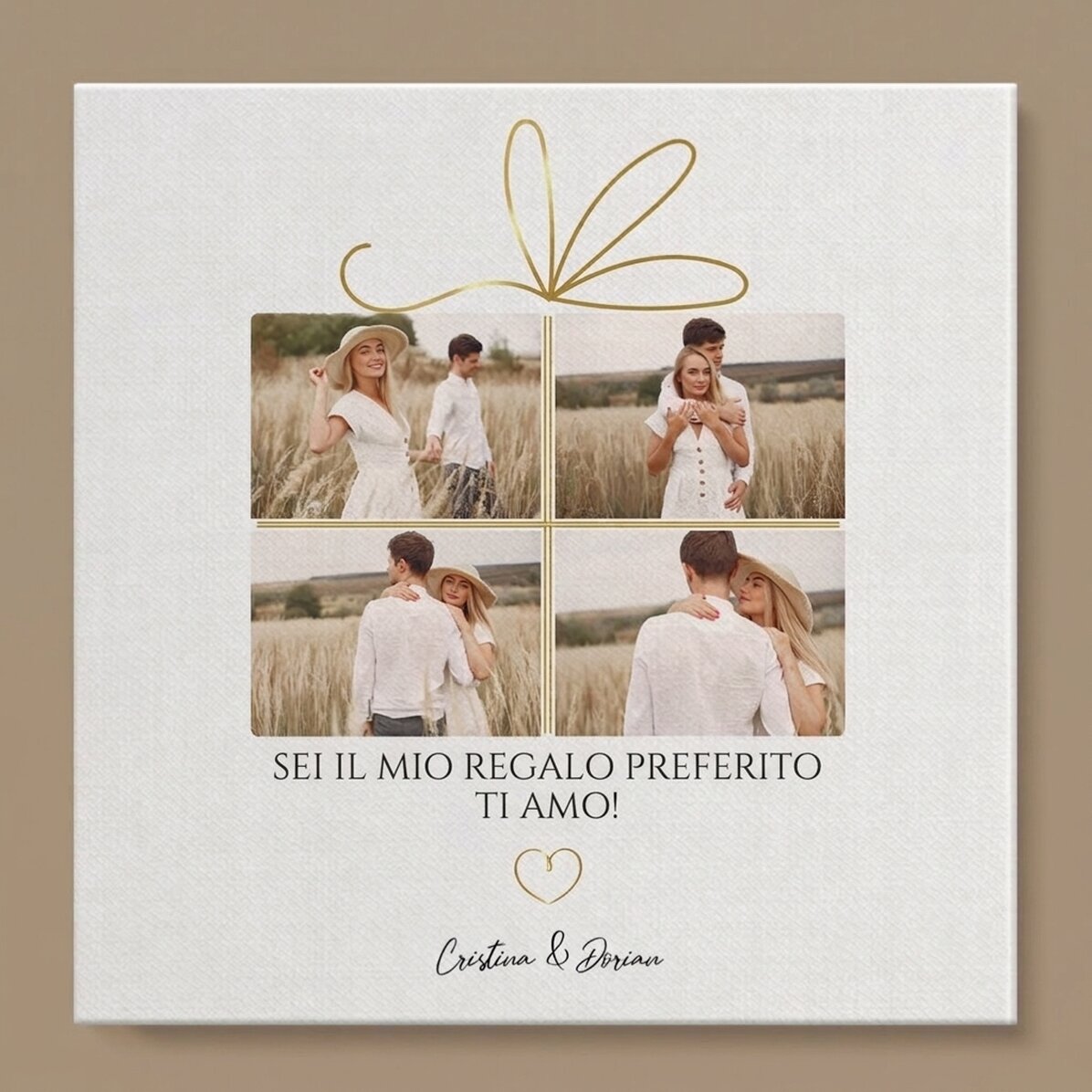 Quadro su tela personalizzato con 4 foto e testo - Ricordi da regalare