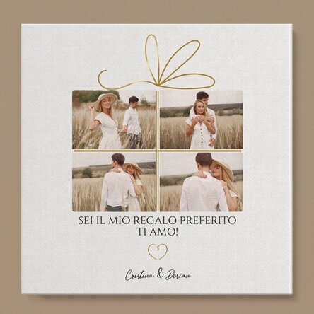 Quadro su tela personalizzato con 4 foto e testo - Ricordi da regalare