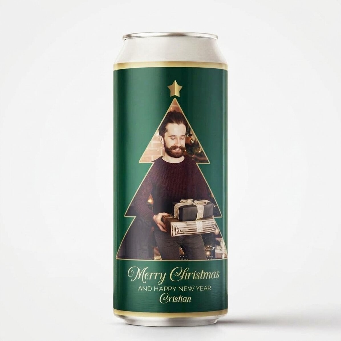 Birra in lattina personalizzata con foto e testo - Christmas Tree