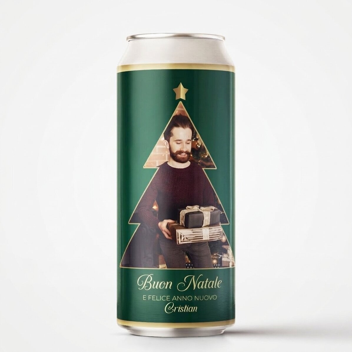 Birra in lattina personalizzata con foto e testo - Christmas Tree