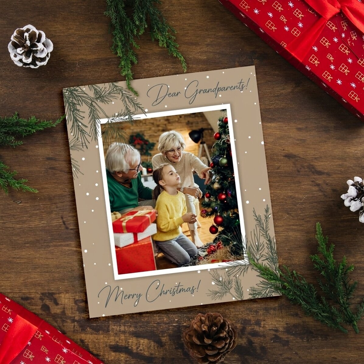 Foto personalizzata 10x12 cm con testo e immagine - Rametti di abete