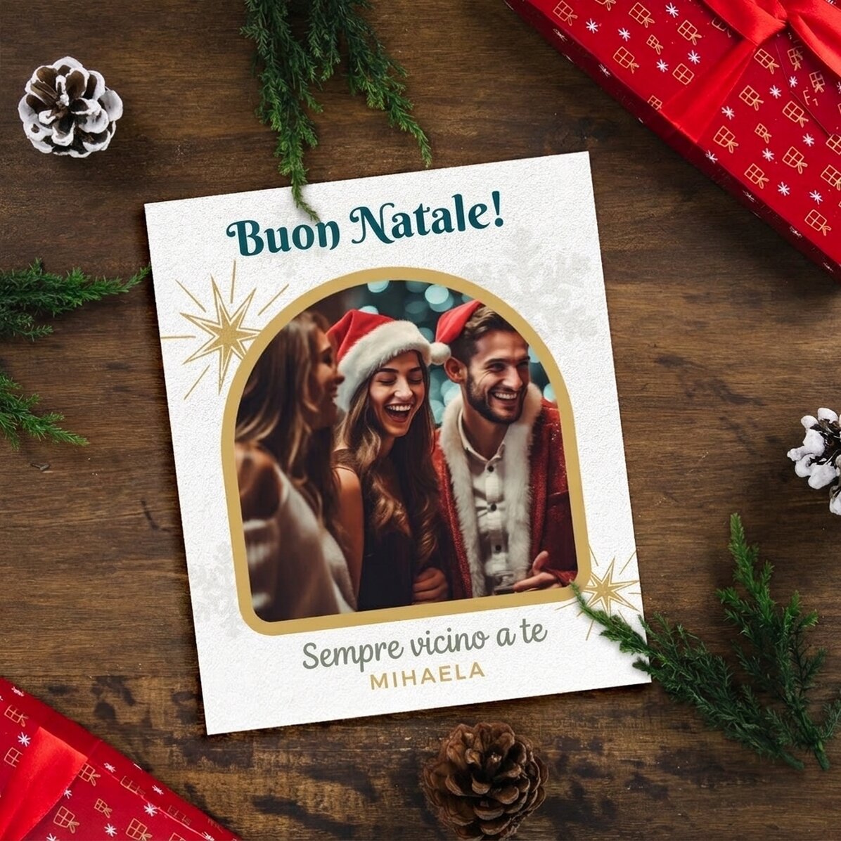 Foto personalizzata 10x12 cm con testo e immagine - Snowflakes & Stars
