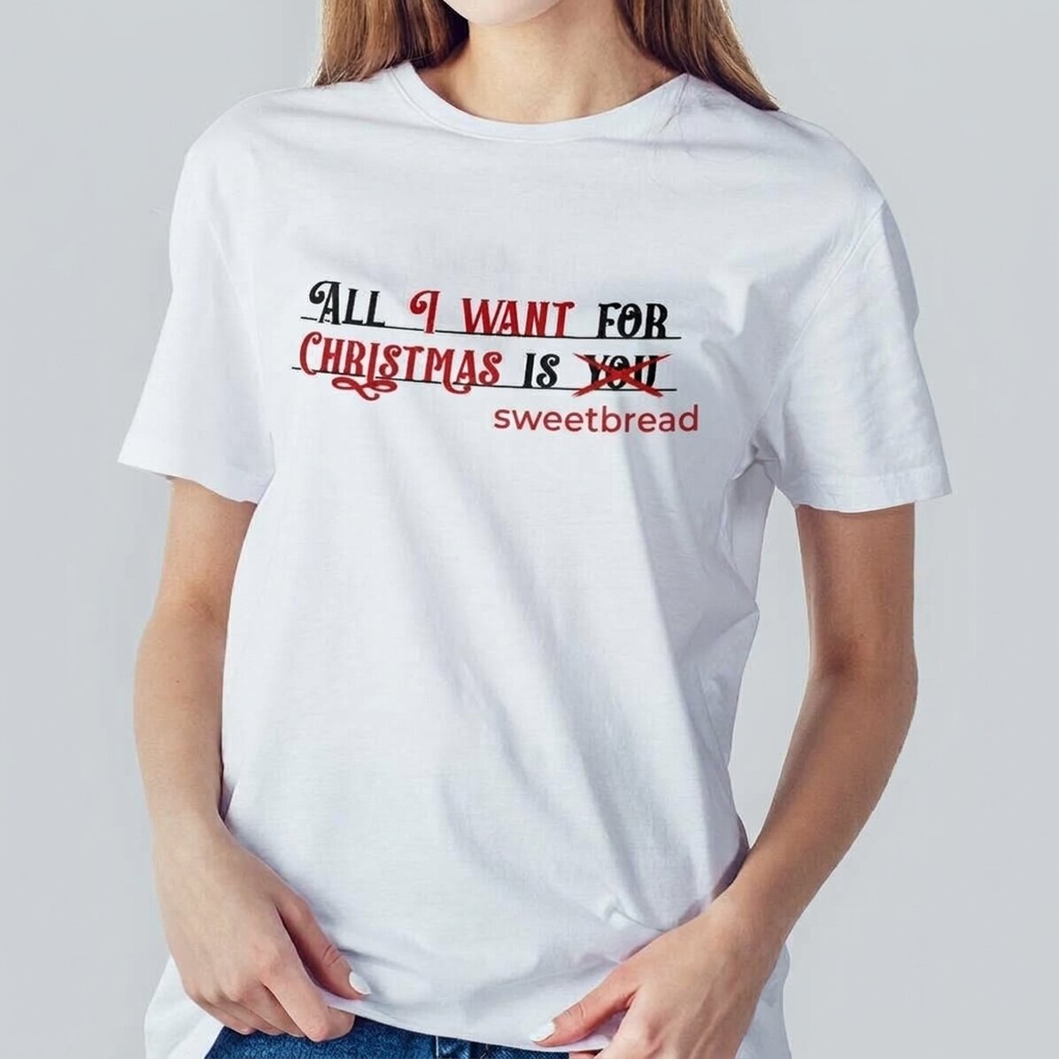 Maglietta in cotone personalizzata con scritta - All I want for Christmas
