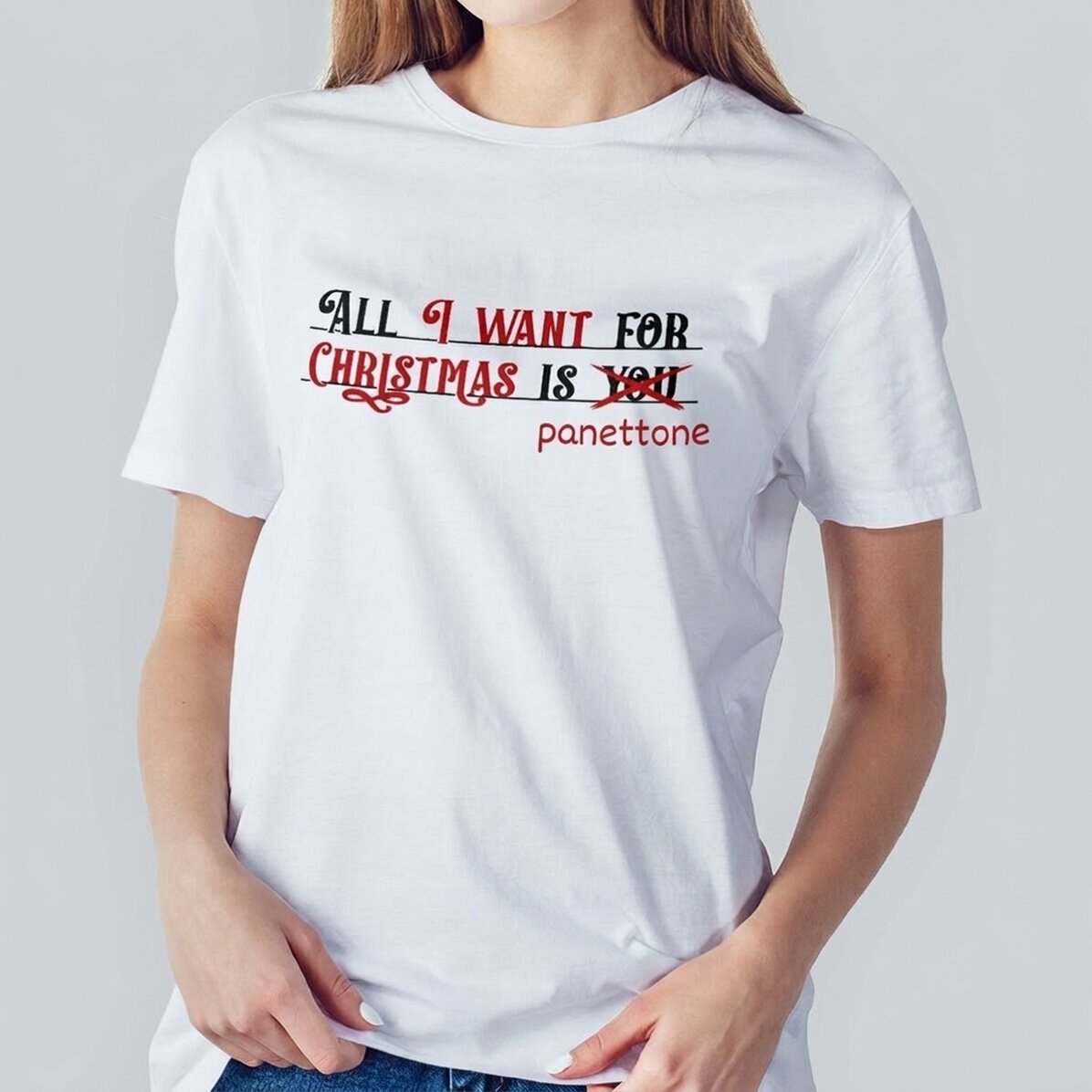 Maglietta in cotone personalizzata con scritta - All I want for Christmas