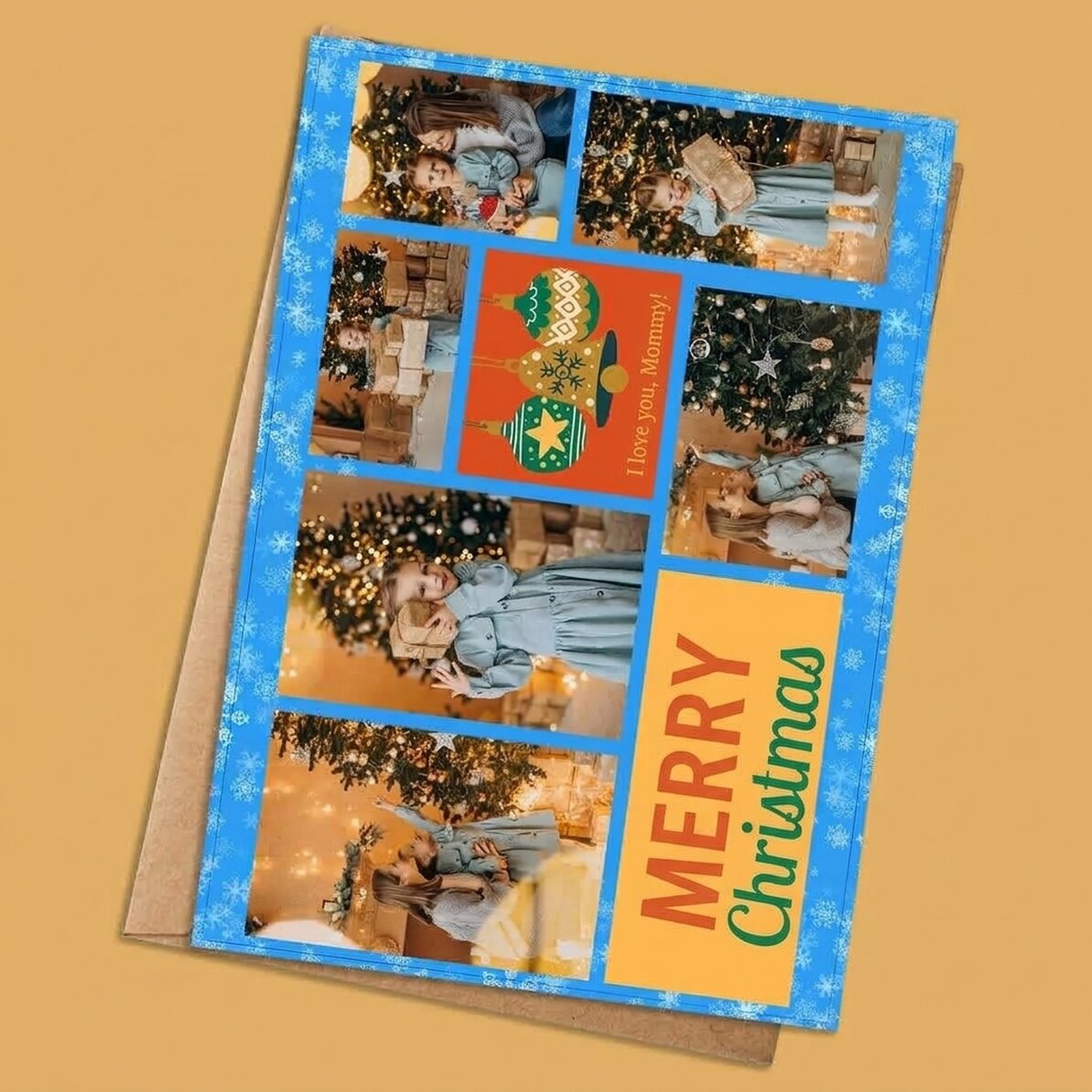 Biglietto personalizzato con 6 foto e testo - Holly Jolly