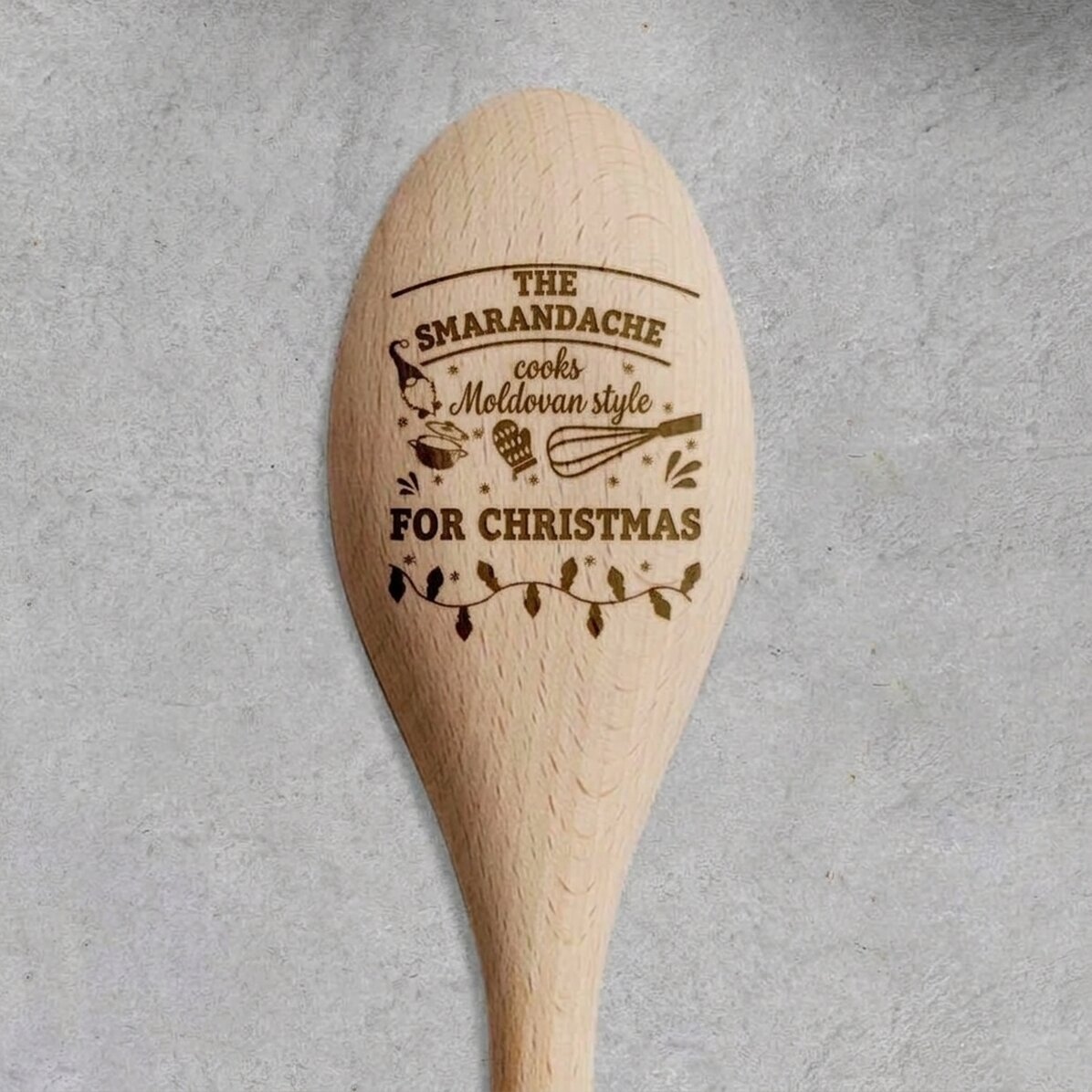 Cucchiaio di legno personalizzato con scritta - Natale in cucina