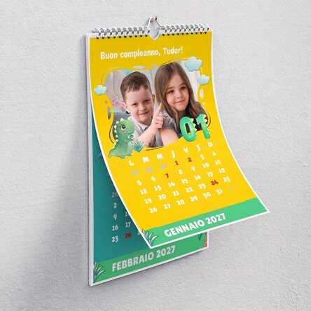 Calendario personalizzato per bambini con foto e testo - Dino