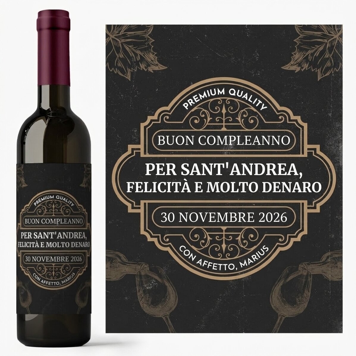 Vino personalizzato con messaggio - Vintage Wine