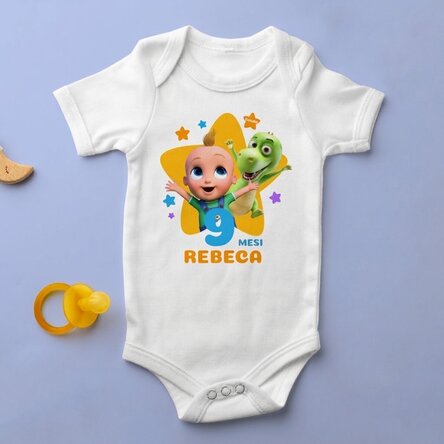 Body da bambino personalizzato con età e nome per un compleanno - TraLaLa
