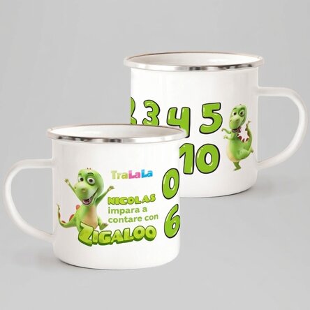 Tazza smaltata personalizzata con nome - Impariamo a contare con Zigaloo